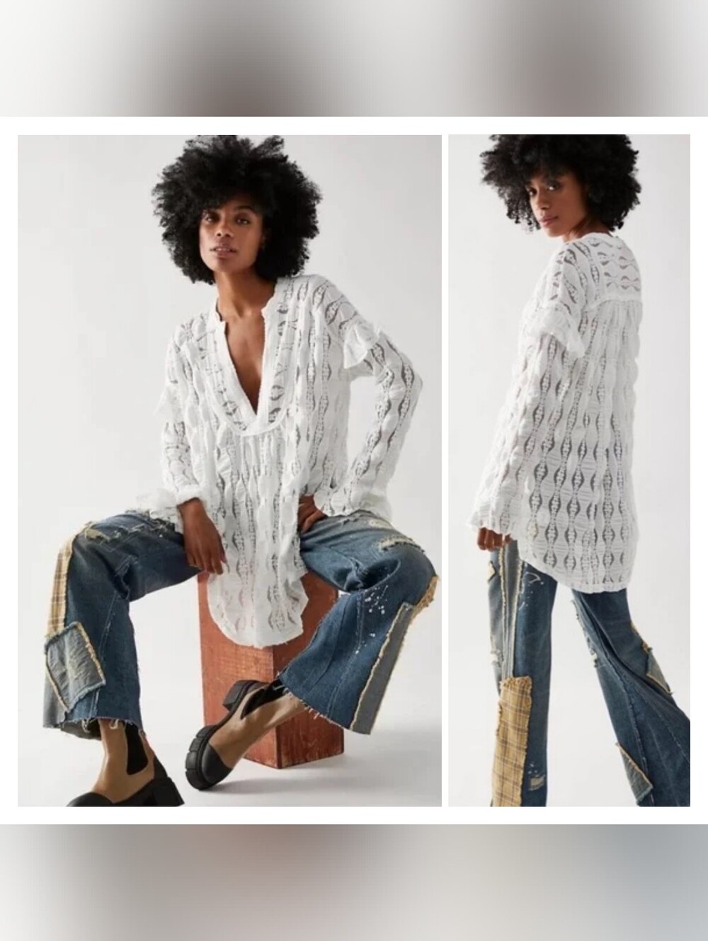 Free People Candy Shop White Tunic Size XL